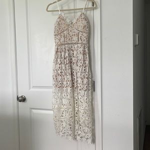 Showpo White Crochet Lace long dress